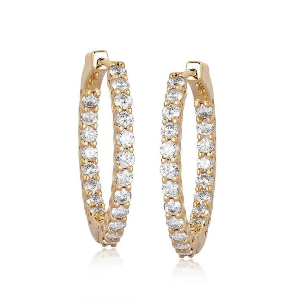 Diamond Radiance 14K (or 18k upon request) Yellow Gold Hoops Earrings